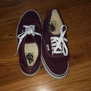 Burgundy Authentic Vans Lace up